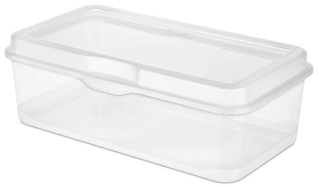 Sterilite 6-Pack Rectangular Large & 12-Pack Square Small FlipTop, Clear Plastic Storage Box with Hinged Lid - Stackable Multipurpose Organizer…
