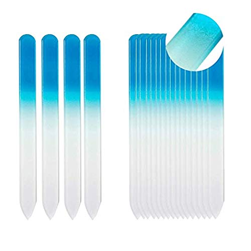 SIUSIO 40 Pack Professional Czech Crystal Glass Nail Files for Natural Nails Double Sided Etched Surface Files Gradient Rainbow Color for Acrylic Nail