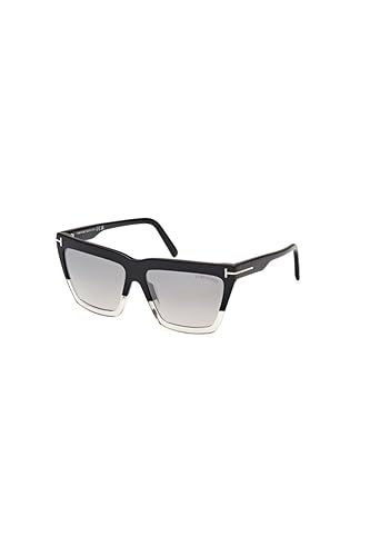 Tom Ford Eden Smoke Mirror Cat Eye Ladies Sunglasses FT1110 05C 56, Black/Clear