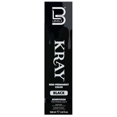 L3 - Level 3 Kray Semi Permanent Hair Color - Semi Permanent Hair Dye with Aloe Vera - Black