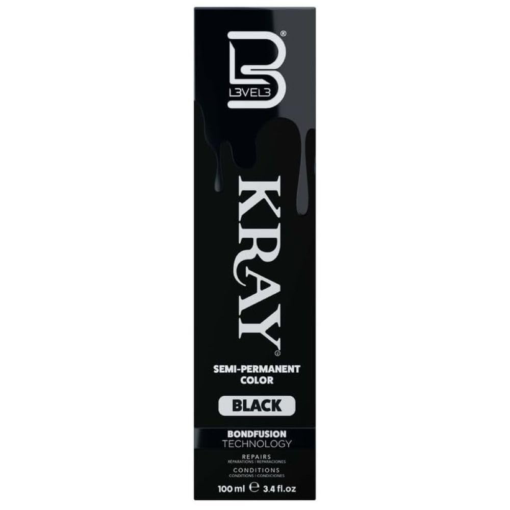 L3 - Level 3 Kray Semi Permanent Hair Color - Semi Permanent Hair Dye with Aloe Vera - Black