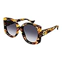 Gucci Women's GG Acetate Oversized Round Sunglasses, Havana-Havana-Blue, One Size