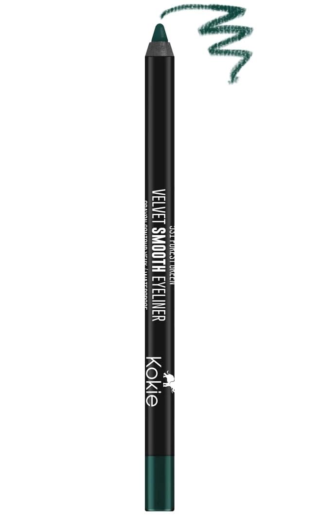 Kokie Cosmetics Waterproof Velvet Smooth Eyeliner Pencil, Forest Green, 0.042 Ounce