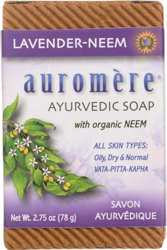 Ayurvedic Bar Soap Lavender-Neem by Auromere - All Natural Handmade and Eco-friendly Bar Soap for Sensitive Skin - 2.75 oz bars - 12 Pack