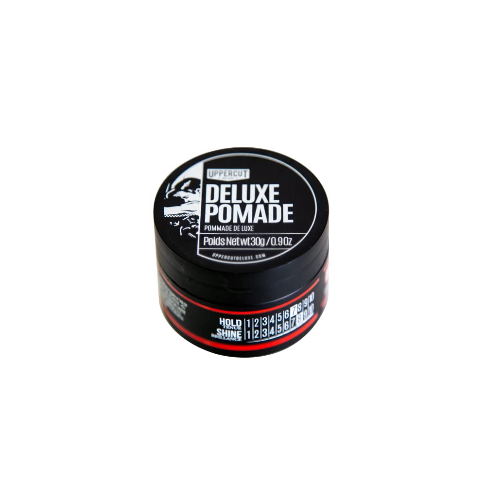 UPPERCUT DELUXE Deluxe Pomade, Midi 0.9 oz / 30g - Strong Hold, High Shine Hair Pomade - Water-Based, Easy Washout - Classic Barber Styling for Slick