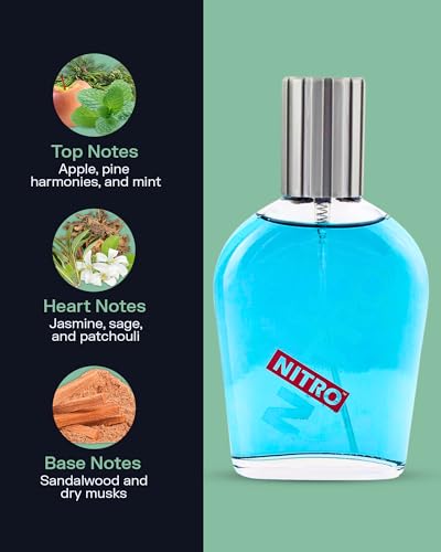PB ParfumsBelcam Nitro Eau De Toilette Spray for Men – Affordable, Long-Lasting Woody Cologne with Fresh Apple, Mint, Pine & Sandalwood