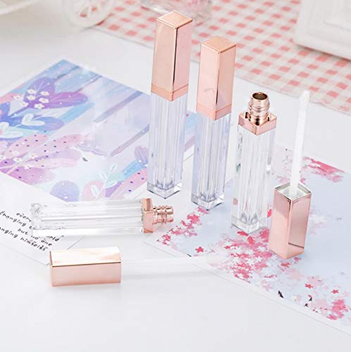 NATUWORLD 6PCS 5ml/0.17oz Empty Lip Gloss Tubes Containers with Brush Applicator and Rose Gold Lid Lip Balm Bottle Pipe Containers for DIY Lipstick