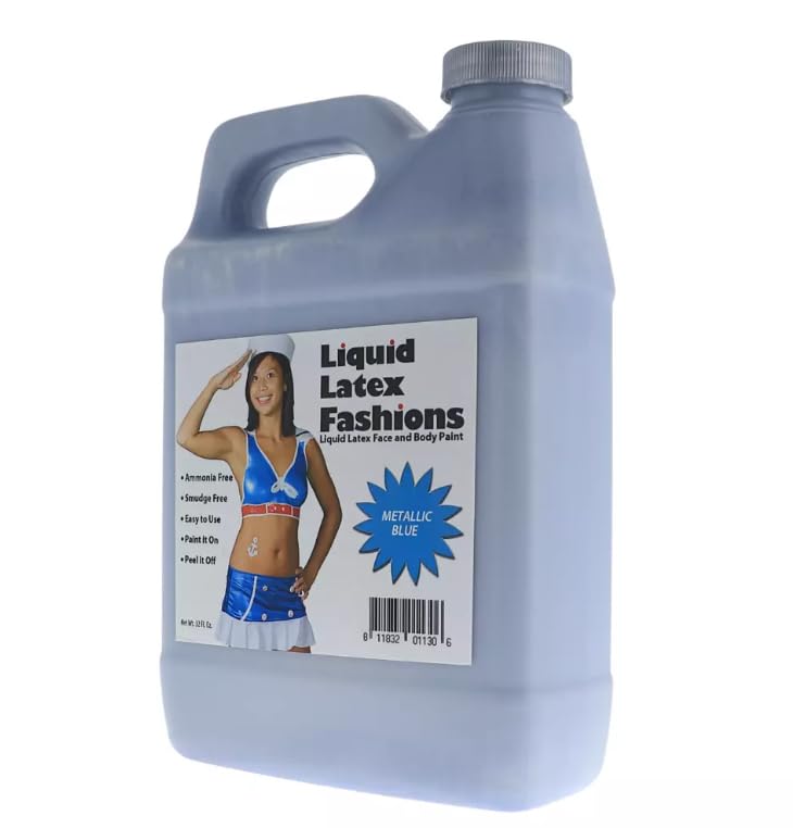Metallic Blue 32 Oz - Body Paints for Adults and Kids, Creates Stitch, Sonic, Dory, Genie Face Paint & Cosplay, Shimmery Face Paint