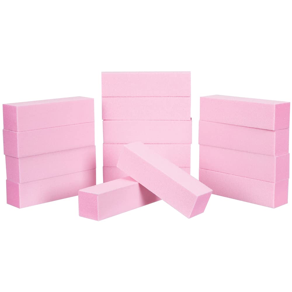 ForPro Professional Collection Pink Pedicure Block, 100/180 Grit, Three-Sided Pedicure Nail Buffer, 3.75” L x 1” W x 1” H, 15-Count