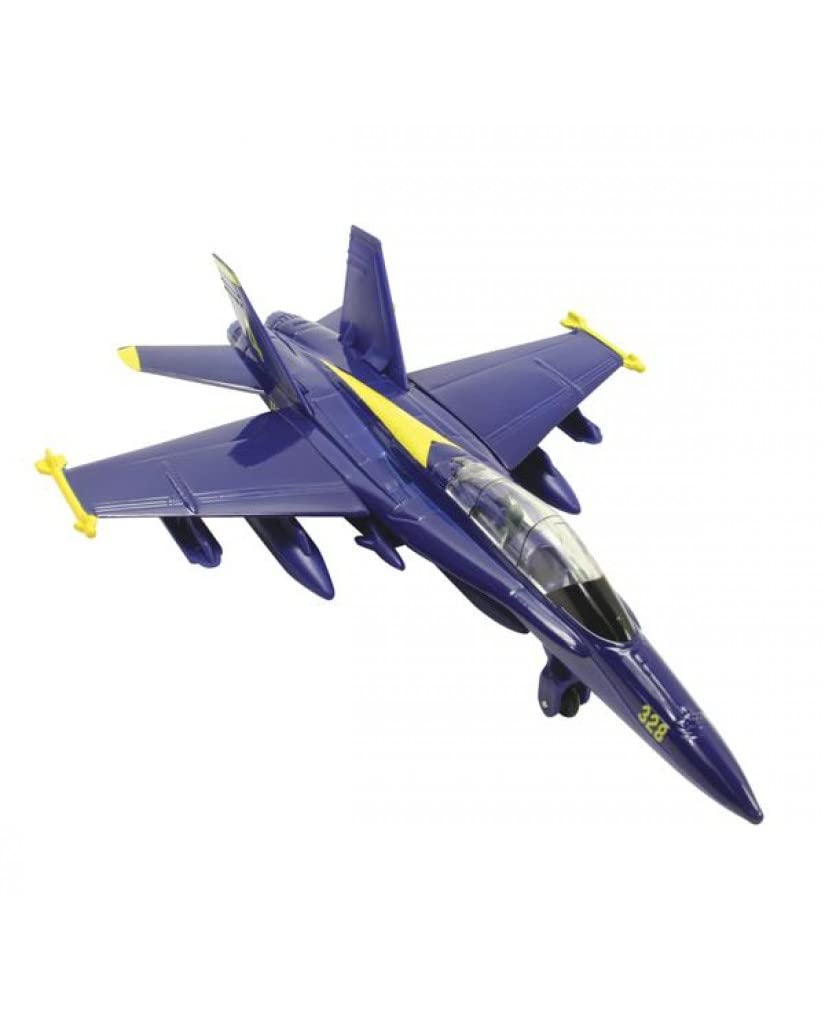 Playmaker Toys 🛦 United States Navy Blue Angels F/A-18 Super Hornet Fighter Jet 6 Inch Die Cast Metal Model Toy with Pullback Action