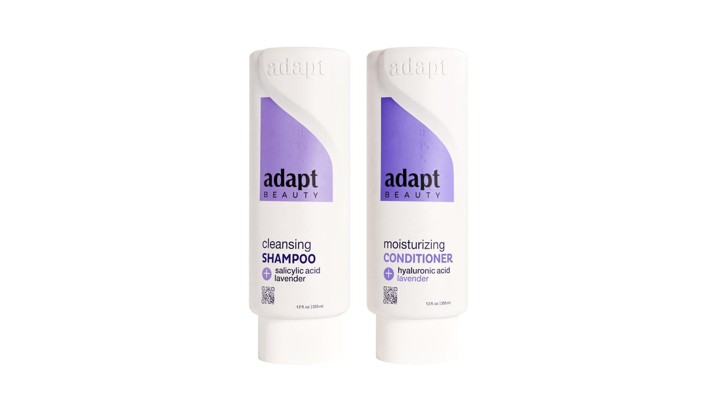 Adapt Beauty Shampoo and Conditioner Set with salicylic acid, hyaluronic acid and lavender - Inclusive, Fast-Rinse, Sulfate-Free Formula