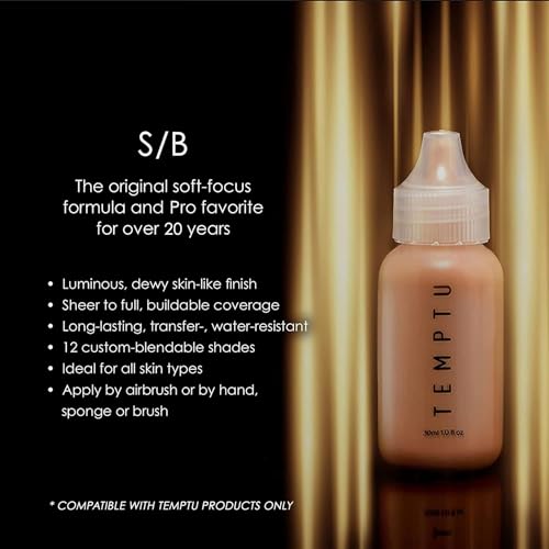 TEMPTU S/B Silicone-Based Airbrush Foundation: Professional Long-Wear Liquid Makeup, Sheer To Full Coverage For A Hydrated, Healthy-Looking Glow & Luminous