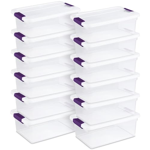 Sterilite 12-Pack 15 Quart ClearView Latch Box, Stackable Organizer Bins with Latching Lids - Clear Plastic Organization Containers for Closet…