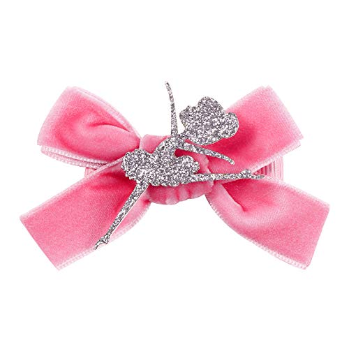 Ballet Dance Hair Clips Ballet Girls HairPin Girl Dance HairClips Hair Pin JBC37 (Silver Dance Girl-Pink Bow)