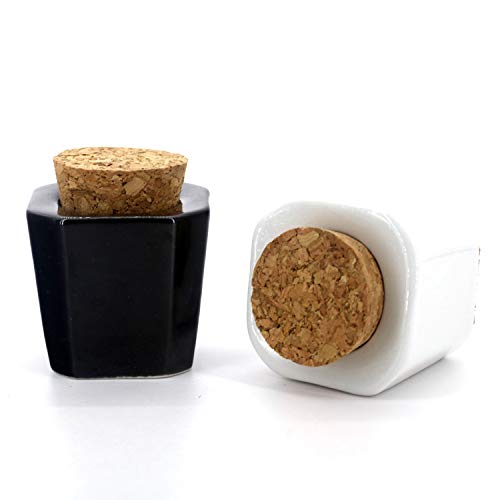 1 Pcs Porcelain Nail Art Dappen Dish,Mini Nail Art Acrylic Liquid Powder Dappen Dish with Anti-evaporation Wooden Cork Top Monomer Dish Glitter Powder