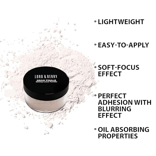 Lord and Berry Gran Finale Setting Loose Powder - Translucent Powder - Reduces Appearance of Pores and Controls Shine - 8301 Translucent - 0.28 oz