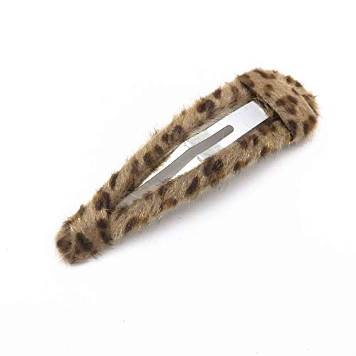 DAONACO 2 Pack Leopard Print Velvet Snap Clips Hair Clips, Stylish, 3.54 inches, for Women Girl
