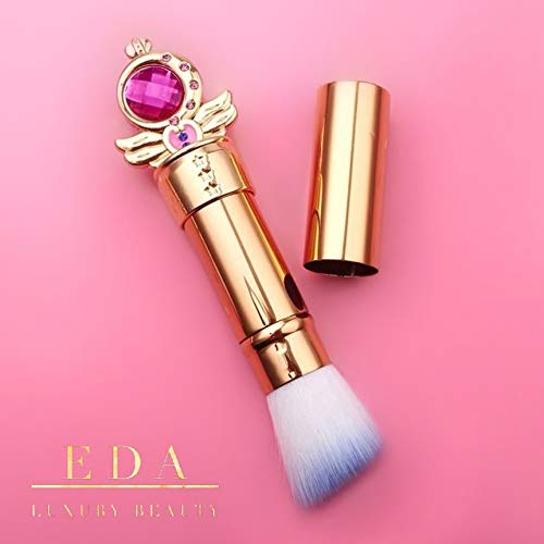 Angled Retractable Makeup Brush With Cover - Liquid, Cream, Powder, Foundation, Blush, Bronzer - Premium Bristles Contouring & Blending Skin, Portable