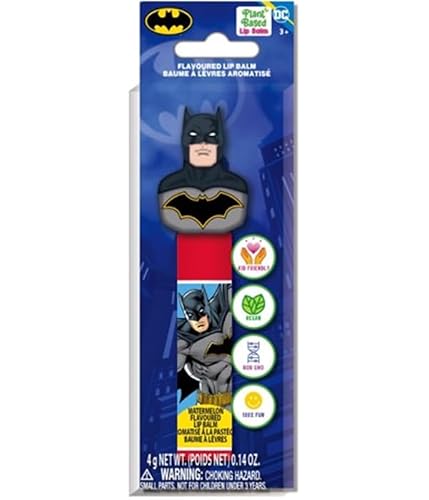 Batman Watermelon Lip Balm with Character Rubber Topper - Moisturizing Superhero Lip Care