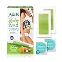 Nad's Body Wax Strips Hair Removal For Women All Skin Types, 20 Waxing Strips + 4 Calming Oil Wipes