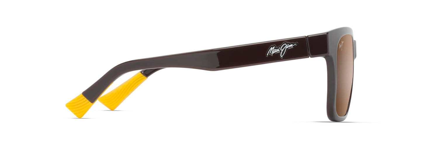 Maui Jim Men's & Women's Punikai Polarized Square Sunglasses, Shiny Brown/Hcl® Bronze Polarized, Large