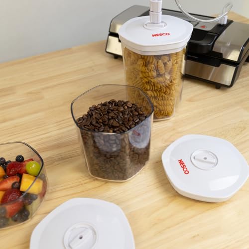 NESCO 3-Piece Vacuum Canister Set - BPA-Free Food Storage Containers with Lids, for Marinating, Meal Prep, Pantry Organization, Compatible…