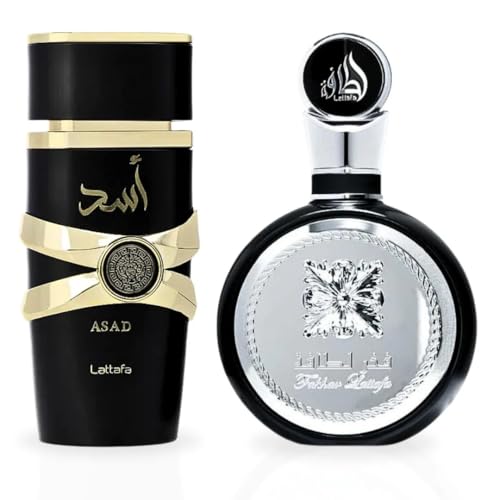 Lattafa Asad & Fakhar For Men Eau De Parfum 100ml Each (3.4 oz) | Long-Lasting Masculine Fragrance Set | Powerful Spicy, Woody, and Fresh Scents