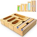 Gamtik Individual Storage Bag Organizer for Kitchen Drawer, Bamboo with Foil and Plastic Wrap Organizer for Kitchen Organizers and Storage…