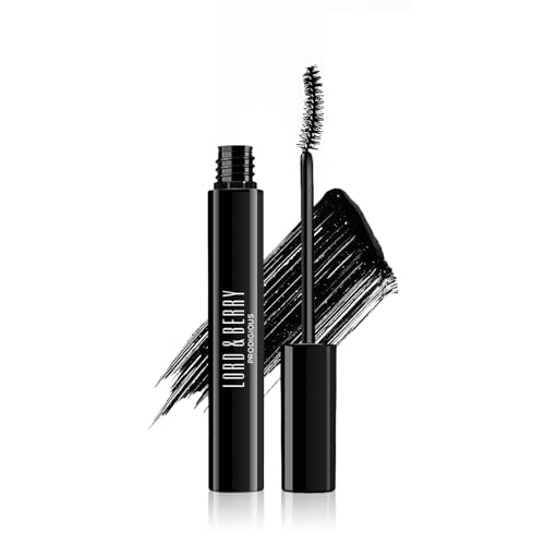 Lord & Berry Prodigious Mascara- Curling &Volumizing, Smudge-Free, Nourishing with Diamond Powder, False Lash Effect, 0.33 fl oz
