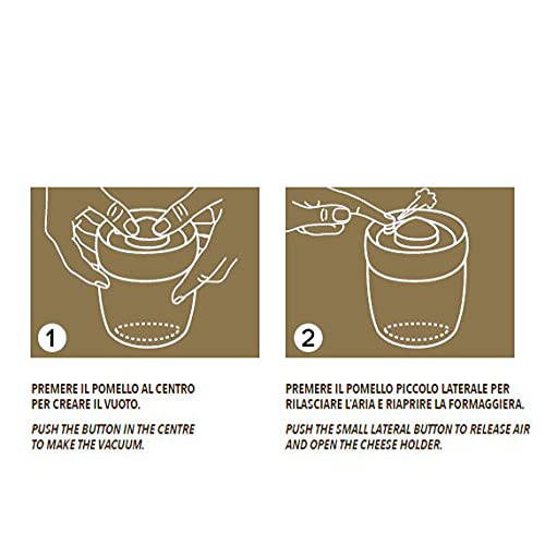 Parmigiano Italian Pottery Cheese Container - Glass Cheese Holder with Vacuum System