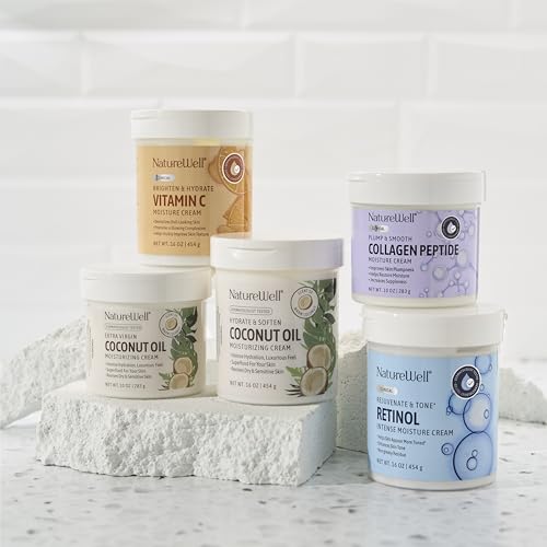 NATURE WELL Hydrate & Soften Coconut Oil Moisturizing Cream for Face, Body, & Hands, Non-Greasy, Intense Hydration & Luxurious Feel, Revives Dry & Sensitive Skin, 16 Oz