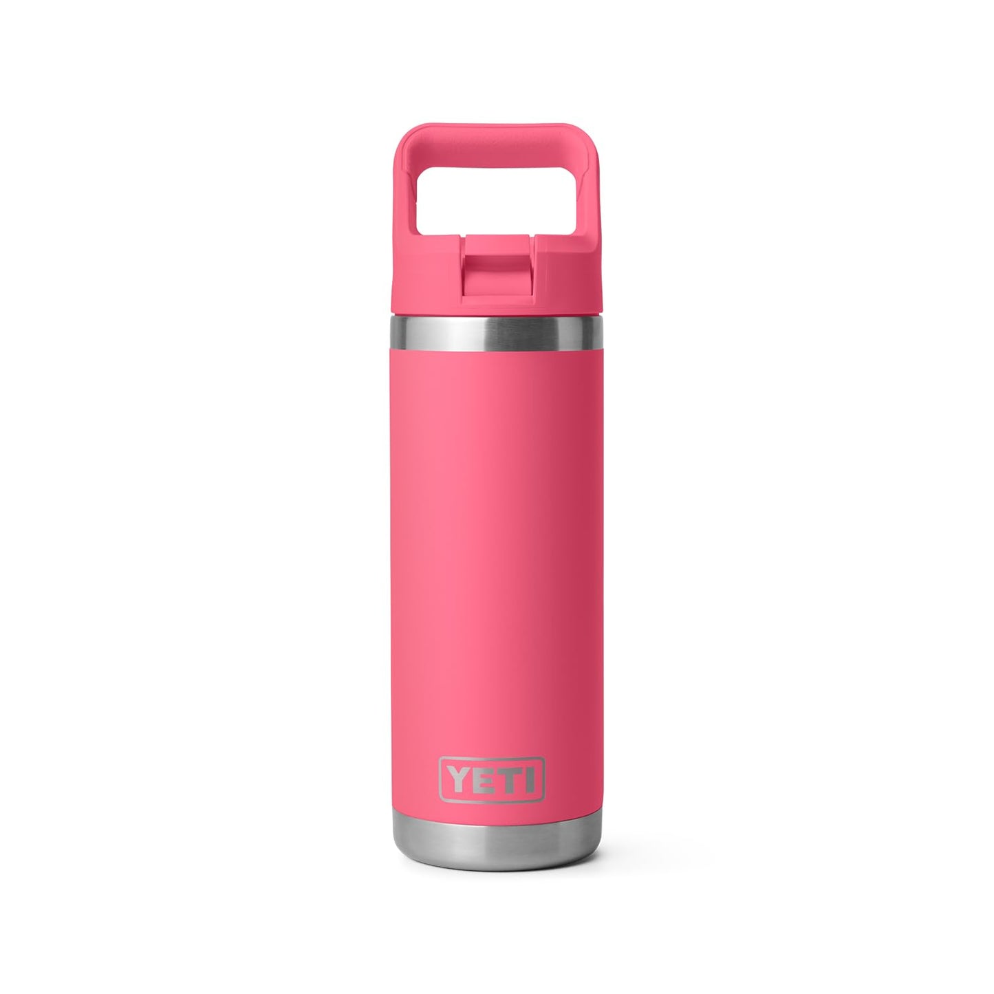 YETI Rambler 18 oz Bottle, Vacuum Insulated, Stainless Steel with Color Matching Straw Cap, Tropical Pink