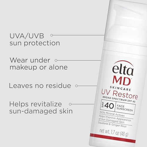 EltaMD UV Restore Face Sunscreen SPF 40 – Mineral Zinc Oxide Sunscreen & Anti-Aging Moisturizer for Sun-Damaged Skin Repair, 1.7oz