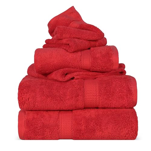 Superior Egyptian Cotton Pile 6 Piece Towel Set, Includes 2 Bath, 2 Hand, 2 Face Towels/Washcloths, Ultra Soft Luxury Towels, Thick Plush Essentials…