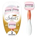 BIC Soleil Glide Disposable Razors for Women, 5 Blades With Shea Butter Moisture Bars For a Smooth Glide, 2 Piece Razor Set