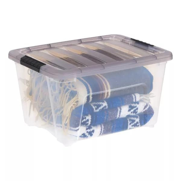 TENAS 32 Qt. Stack and Pull Plastic Storage Bin, Gasket Box, Stackable Storage Bin with Latching Lid and Tight Seal, Great for Storage…