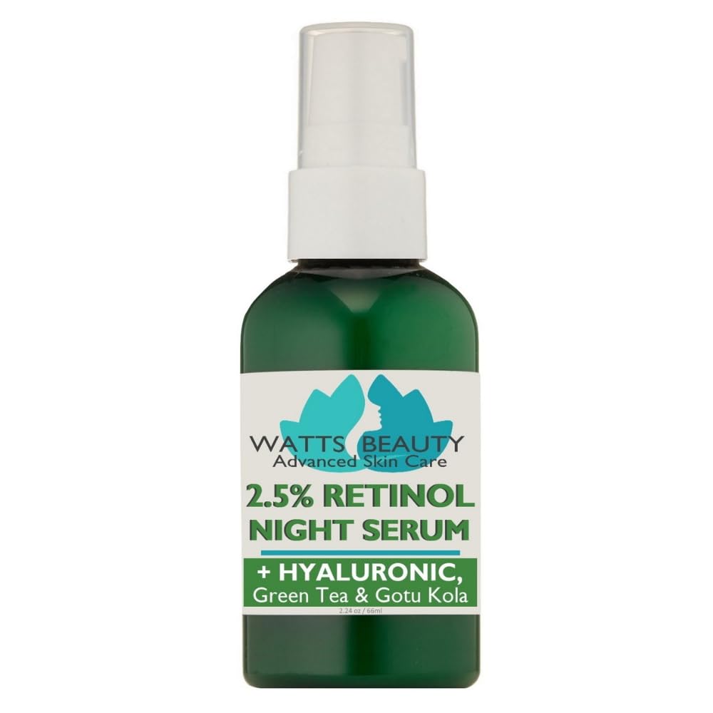 Watts Beauty 2.5% Retinol Serum Enhanced with 50% Hyaluronic Acid - Anti Aging Retinol for Fine Lines, Wrinkles, Blemishes, Large Pores & More - No