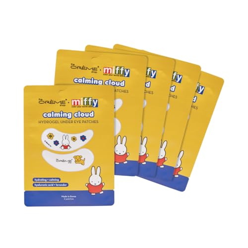 The Crème Shop x Miffy Calming Cloud Hydrogel Under Eye Patches - 5 Korean Skincare Eye Masks with Hyaluronic Acid & Lavender, for Dark Circles, Puffy