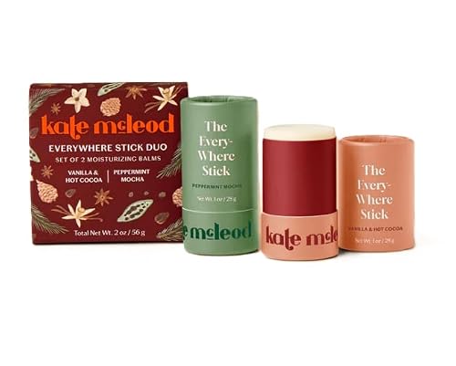 Kate McLeod Holiday Everywhere Stick Duo - Set of 2 Moisturizing Balms (Vanilla & Hot Cocoa and Peppermint Mocha)