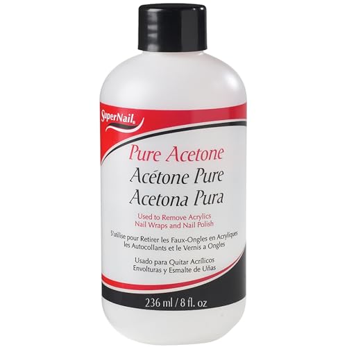 Supernail Pure Acetone Nail Polish Remover - Professional Strength for Acrylic, Gel & Dip Powder, Fast & Quick Gel Nail Polish Remover, 8 fl oz