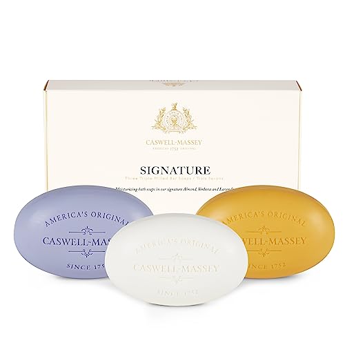 Caswell-Massey Natural Bar Soap Gift Set, Almond, Verbena, Lavender Scents, Triple-Milled Moisturizing Body Soap, Plant-Based for All Skin Types, Men Beauty & Personal Care Caswell-Massey