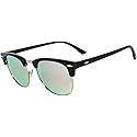 Half Frame Sunglasses Black Silver Metal Frame Silver Mirror Lens