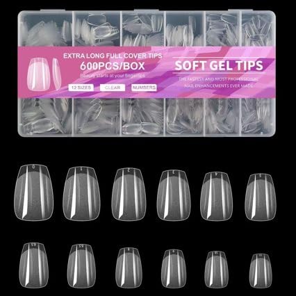 Nail Tips 600 pcs, Semi-Matte Short False Nails, Ultra Thin Breathable Nail Art Supplies for Women, (600 pieces semi-matte - black label short water Beauty & Personal Care Waillynice