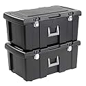 Sterilite 18429002 Footlocker Lid and Base with Titanium Handle, Black, (Pack of 2)