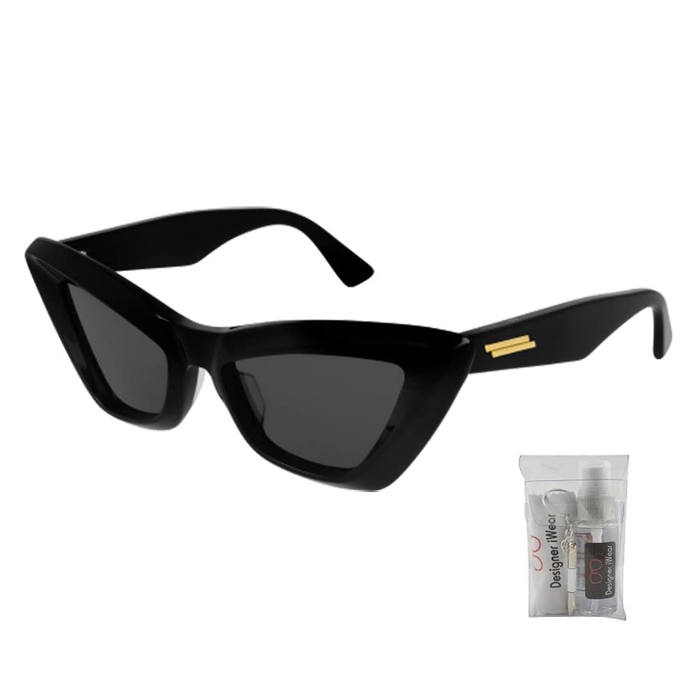 Bottega Veneta BV1101S 001 53MM Black/Grey Cat Eye Sunglasses for Women +BUNDLE with ACCESSORY EYEWEAR KIT