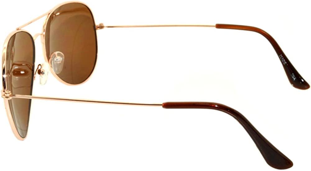 Classic Aviator Style Gold Metal Frame Sunglasses Brown Lens UV Protection OWL ®.
