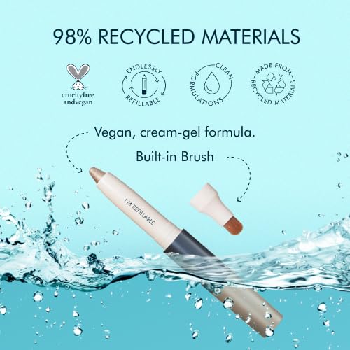 TRE'STIQUE Shadow Crayon, Refillable Eyeshadow Crayon With Built-In Blending Brush, Sustainable Shadow Makeup, Clean Beauty Eyeshadow