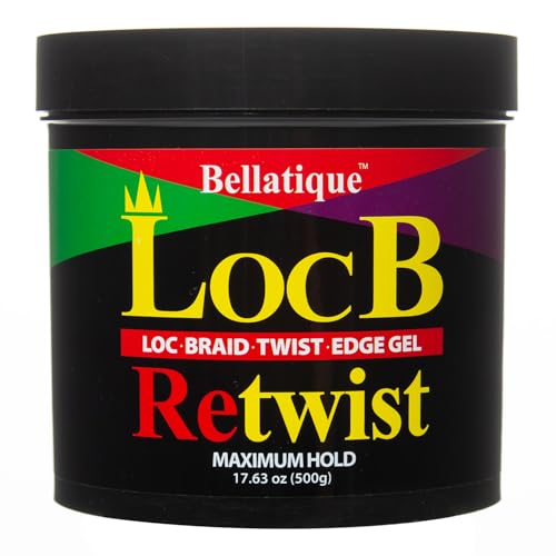 Loc B Retwist Loc, Braid, Twist, Edge Gel for Natural, Relaxed, Dry, Dull, & Brittle Hair (17.63 oz)