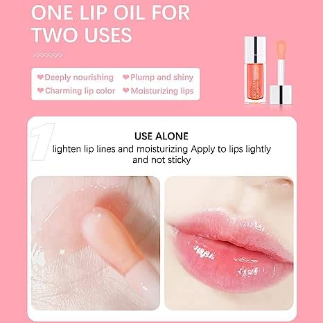 3-in-1 Plumping & Hydrating Lip Oil Gloss - Tinted, Long Lasting, Natural Lip Plumper (01+12+15)