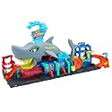 Hot Wheels City Track Set, Ultra Shark Car Wash with 1:64 Scale Color Reveal Toy Vehicle, Repeat Color-Change Feature, Storage